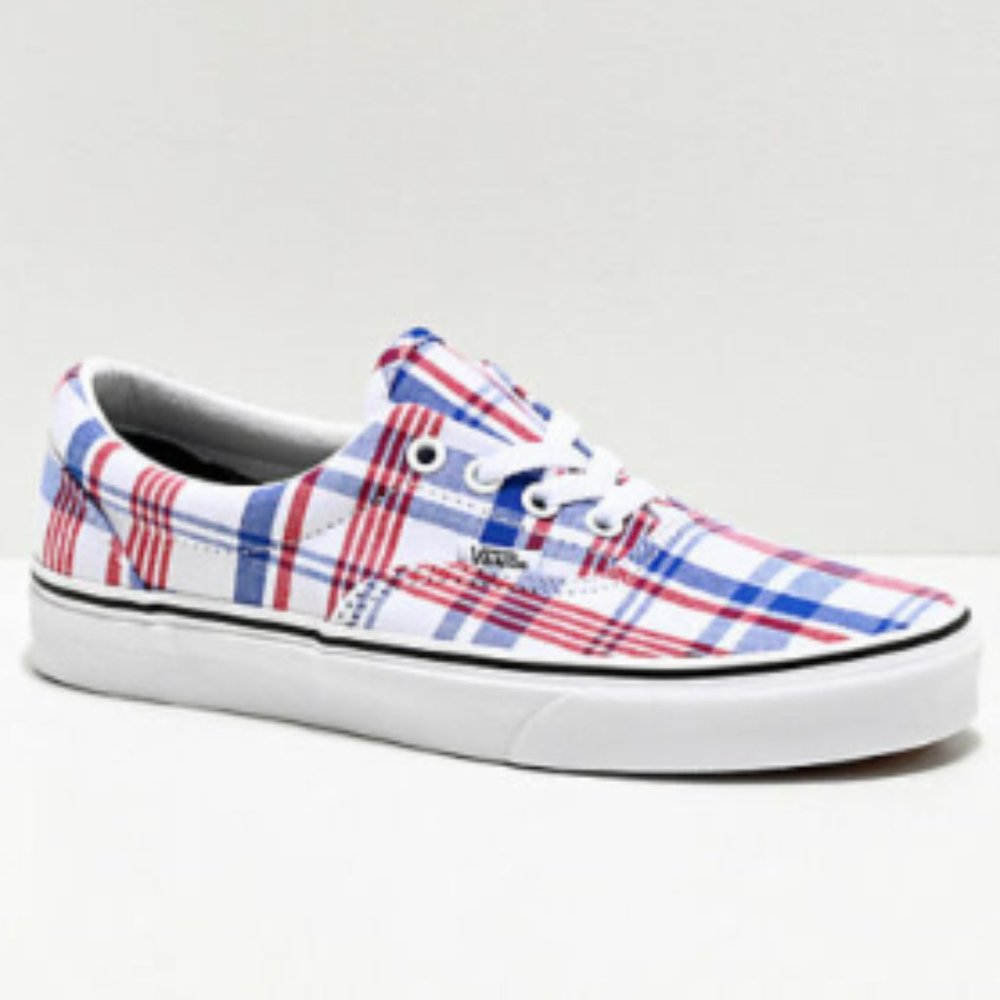 Vans Plaid Authentic Red White Blue Men's 3.5/Women's 5 NIB